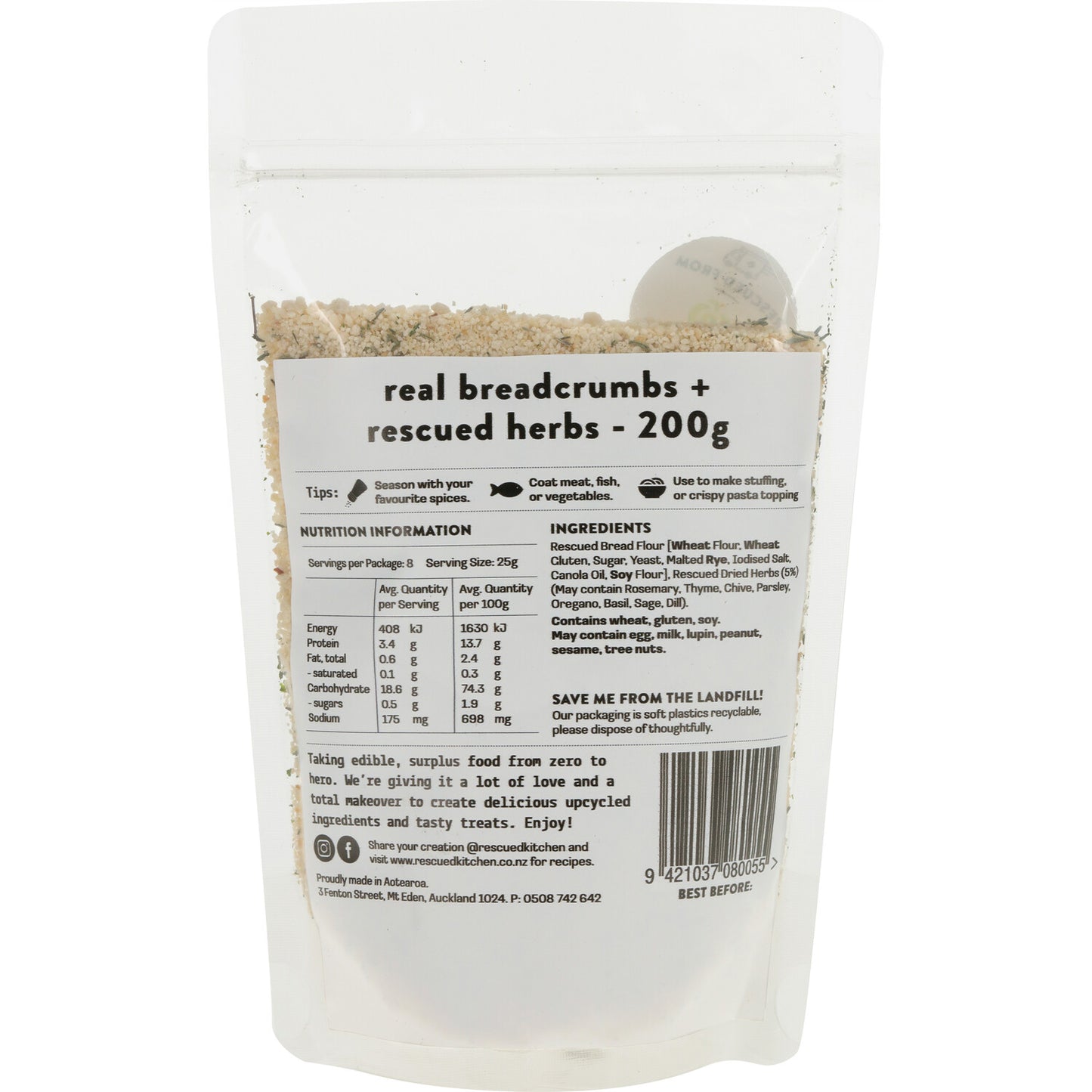 breadcrumbs - plain or rescued herbs
